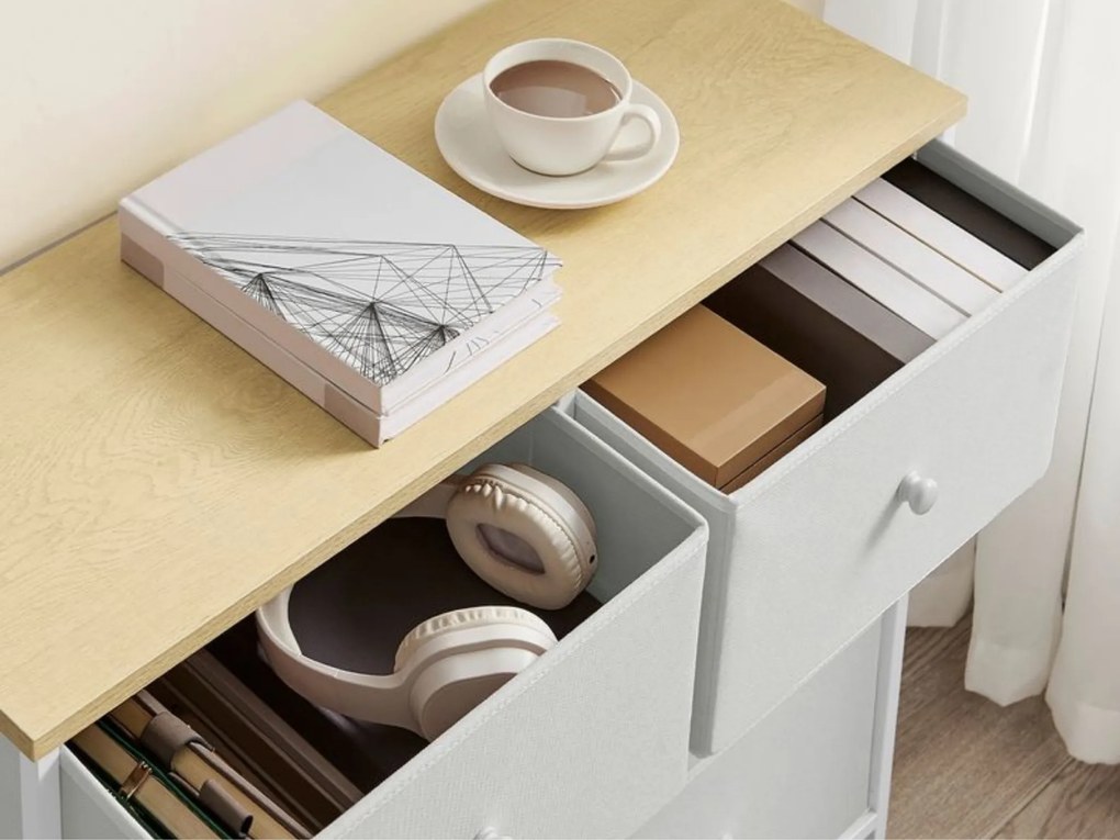 Komoda z szufladami HESTO 80x71 cm, dąb/biała