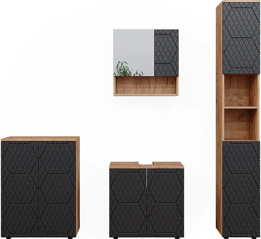 Zestaw mebli łazienkowych antracyt o strukturze plastra miodu 80x41x58.6 irma