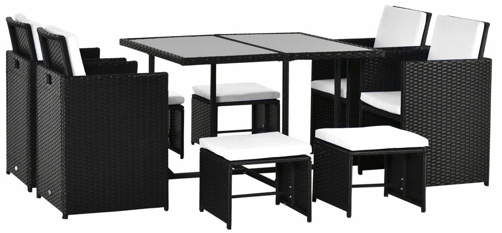Outsunny 9-cz. komplet ogrodowy stół z krzesłami z technorattanu zestaw wypoczynkowy szary