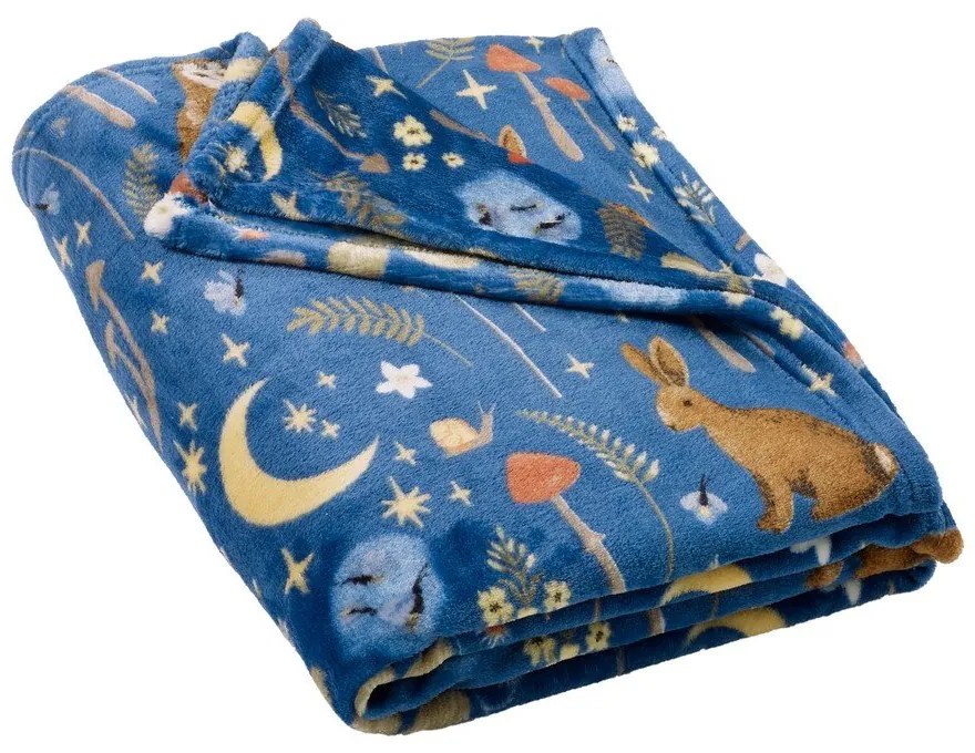 Niebieski koc z mikropluszu 130x170 cm Enchanted Twilight Animals – Catherine Lansfield