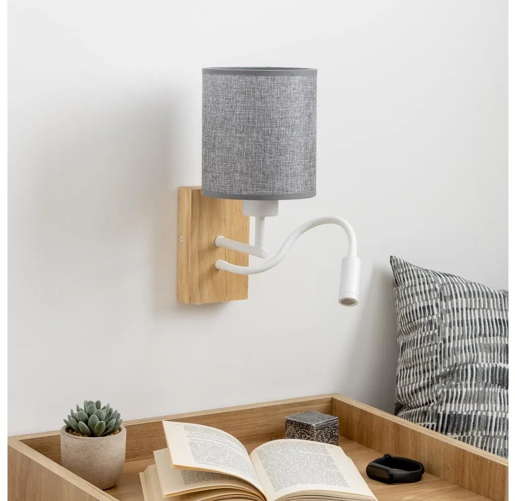 Brilagi - LED Kinkiet NUBILA WOOD 1xE27/25W/230V + LED/3W dąb/szary