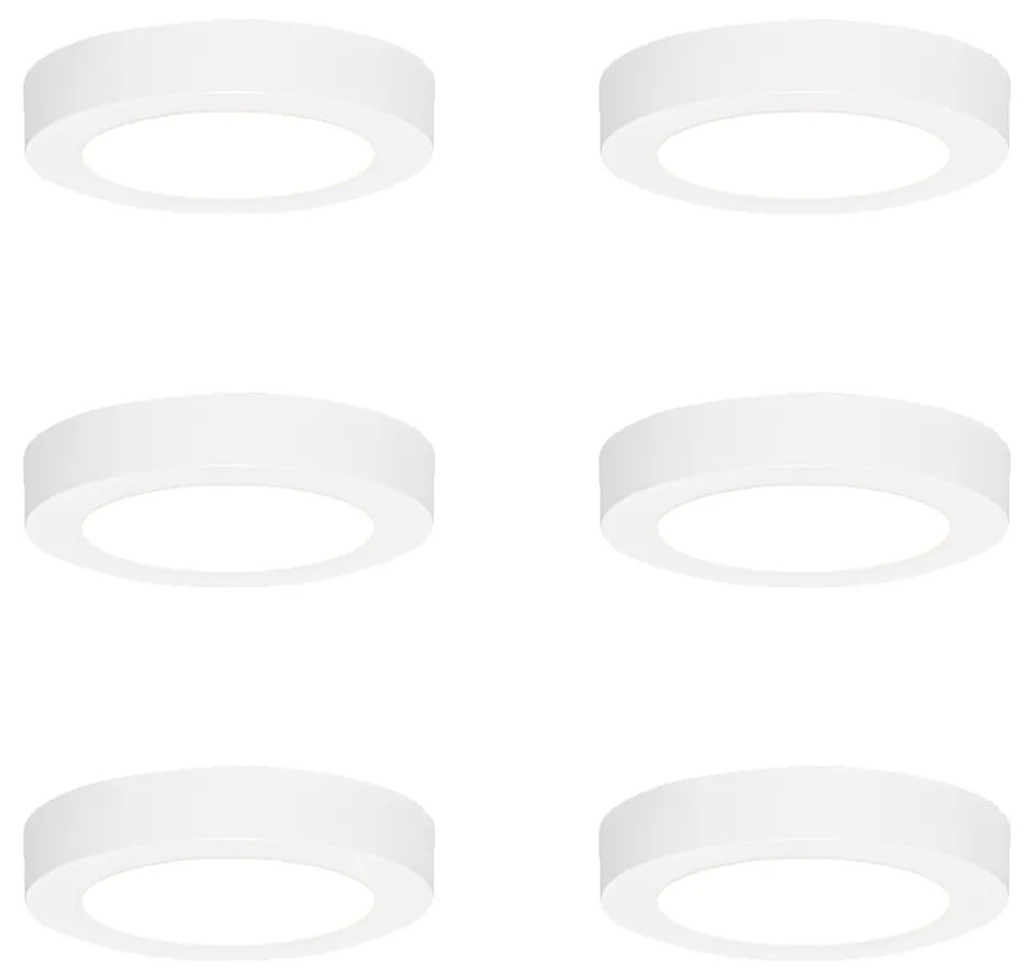 Zewnetrzna Zestaw 6 reflektorów wpuszczanych lub natynkowych białych 14 cm z diodami LED z 3-stopniową funkcją ściemniania do ciepłego światła z przełącznikiem DIP - Trans Oswietlenie zewnetrzne