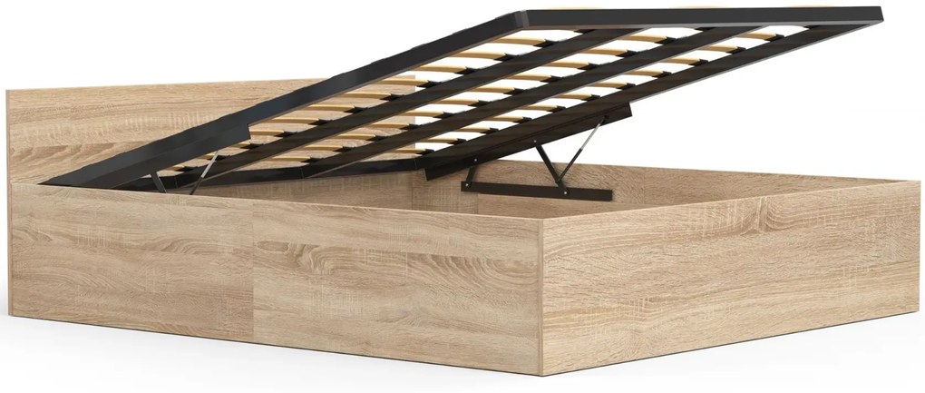 Podwójne łóżko z zagłówkiem i stelażem 180x200 dąb sonoma - Esperox 4x