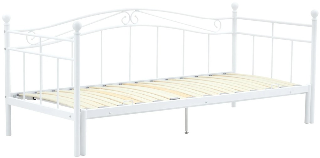 Łóżko 90x200 180x200 rozkładane, białe metalowe ARIZA 207/104-194/86