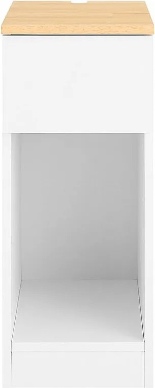 Stolik nocny z szufladą i półką w nowoczesnym białym dębie