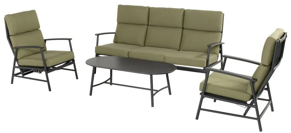 Zielony aluminiowy zestaw mebli ogrodowych dla 5 osób Flora – Hartman