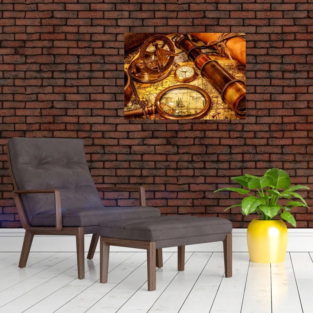 Obraz na szkle - Historyczne narzędzia marynarzy (70x50 cm)