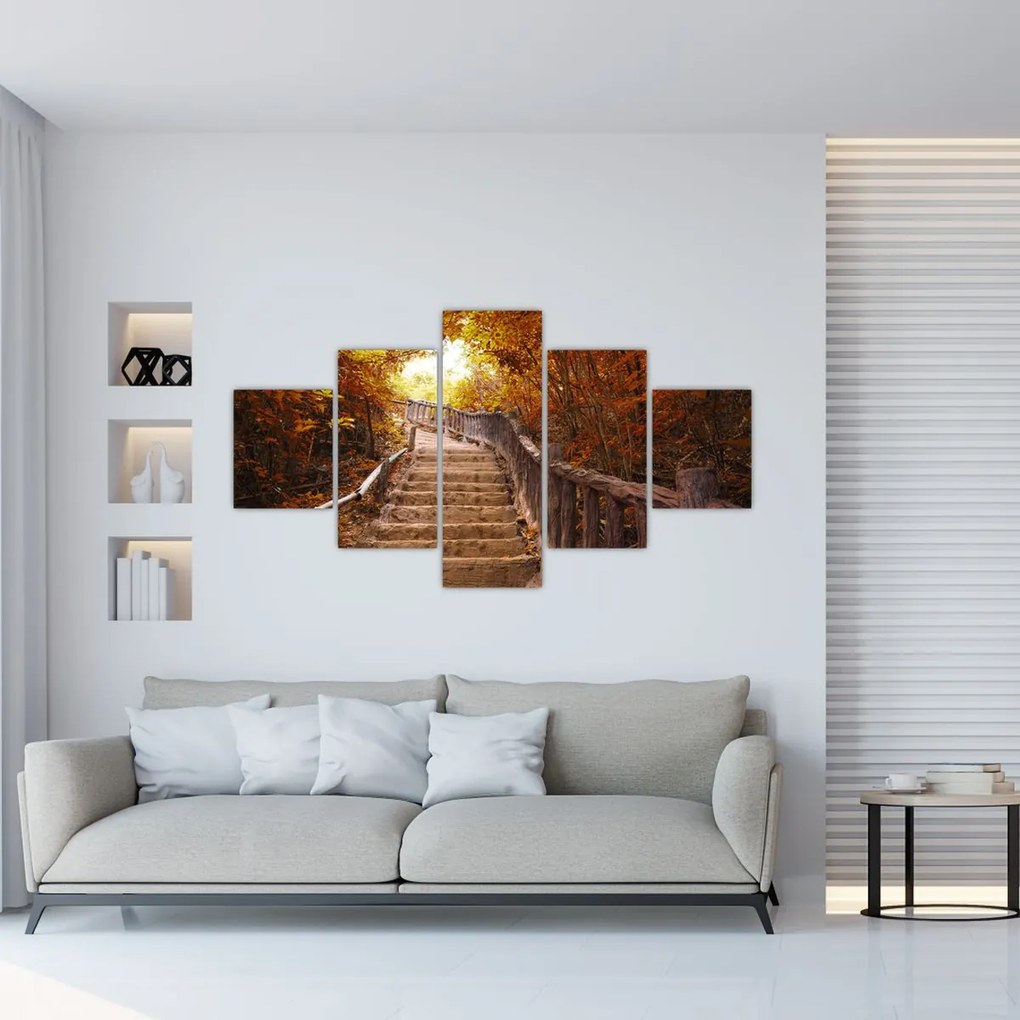 Obraz - Schody w naturze jesienią (125x70 cm)