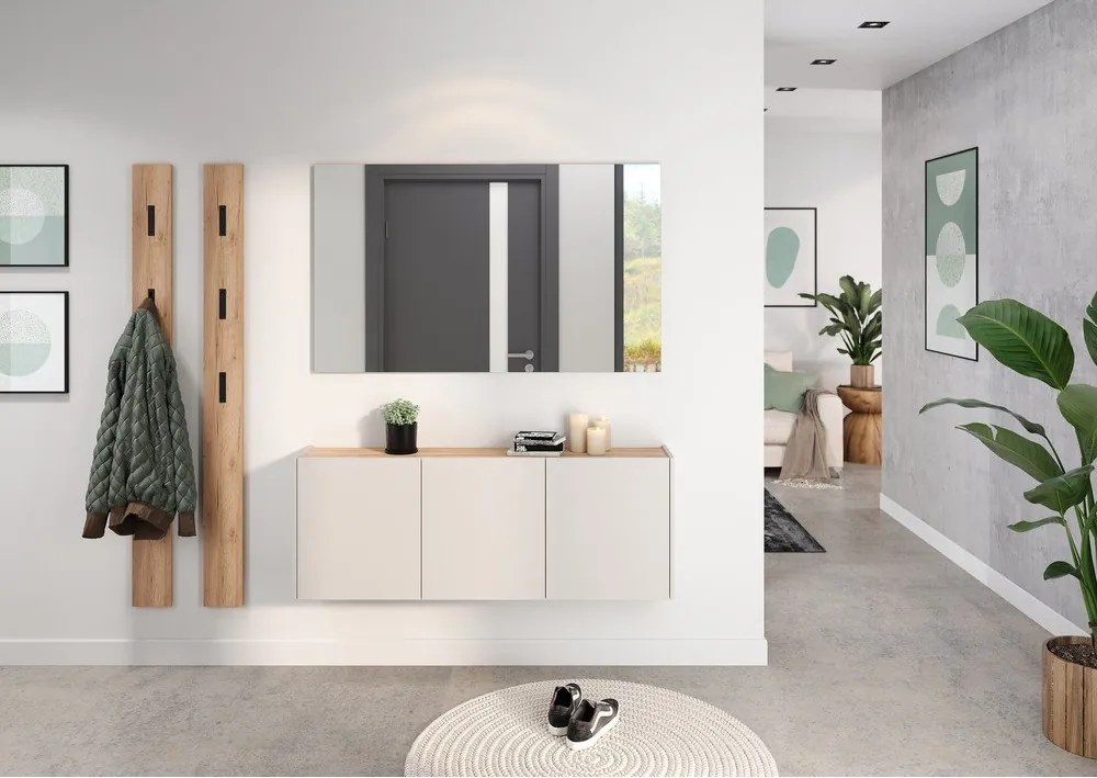 Kremowa szafka wisząca w dekorze dębu 138x52x25 cm Libbiano – Germania