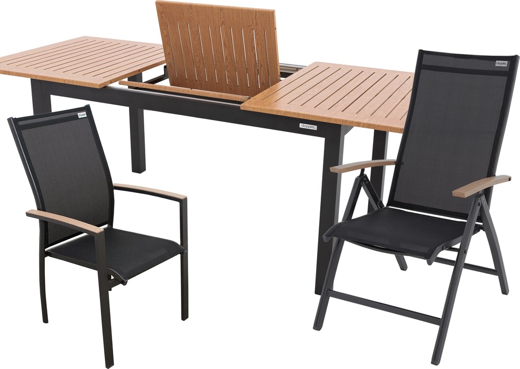 Doppler EXPERT WOOD ogrodowy zestaw wypoczynkowy 6+2+1 antracyt