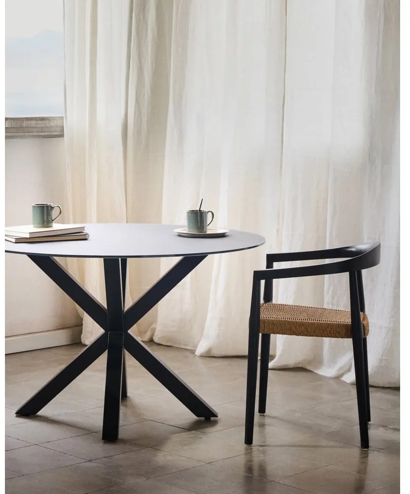 Czarny okrągły stół ze szklanym blatem ø 120 cm Argo – Kave Home