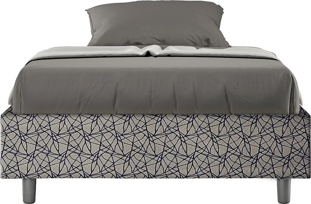 Łóżko wyposażone w stelaż z listwami z pojemnikiem tapicerowane 120x200 tkaniny Era 9 niebieski Azelia