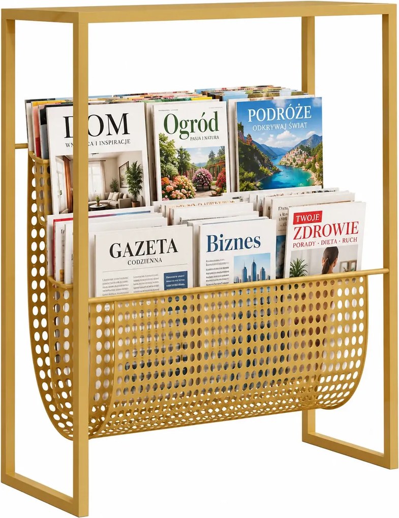 Złoty stalowy stojak na gazety N7-W46