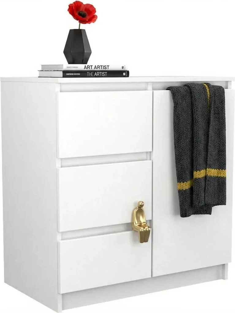 Biała Nowoczesna Komoda Z 3 Szufladami I Szafką A5-C40