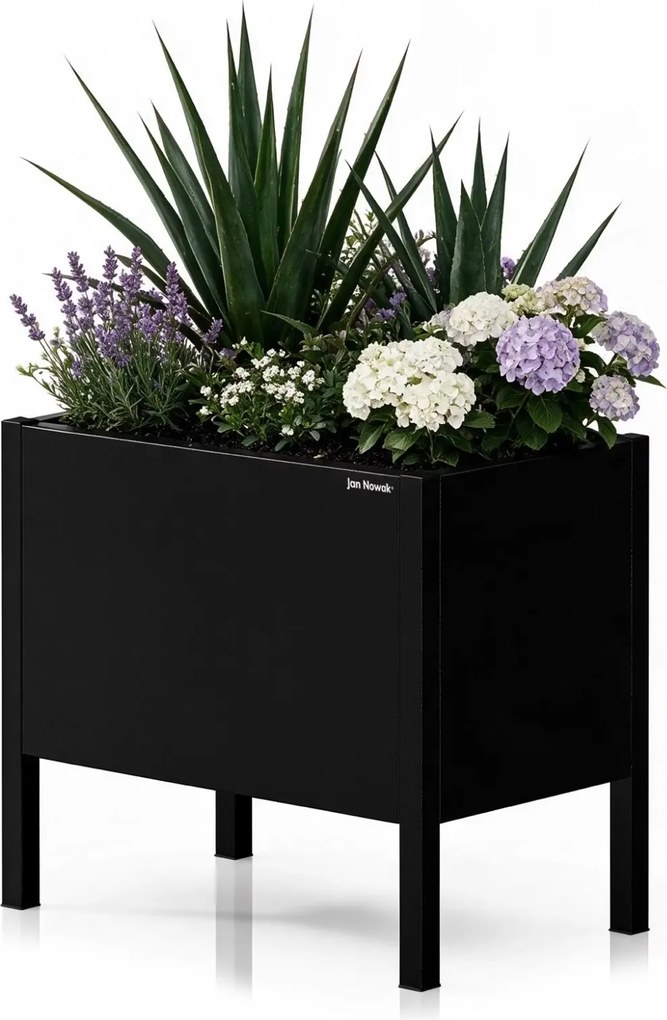 Metalowa donica ogrodowa - osłona Daisy mała, 40 × 25 × 35 cm, czarna