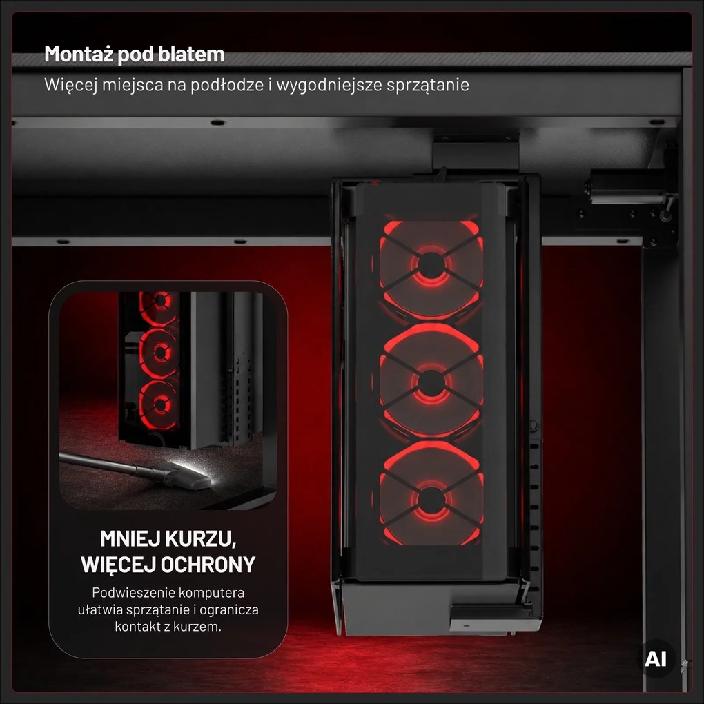 Podwieszany uchwyt na PC pod biurko Diablo PC Holder