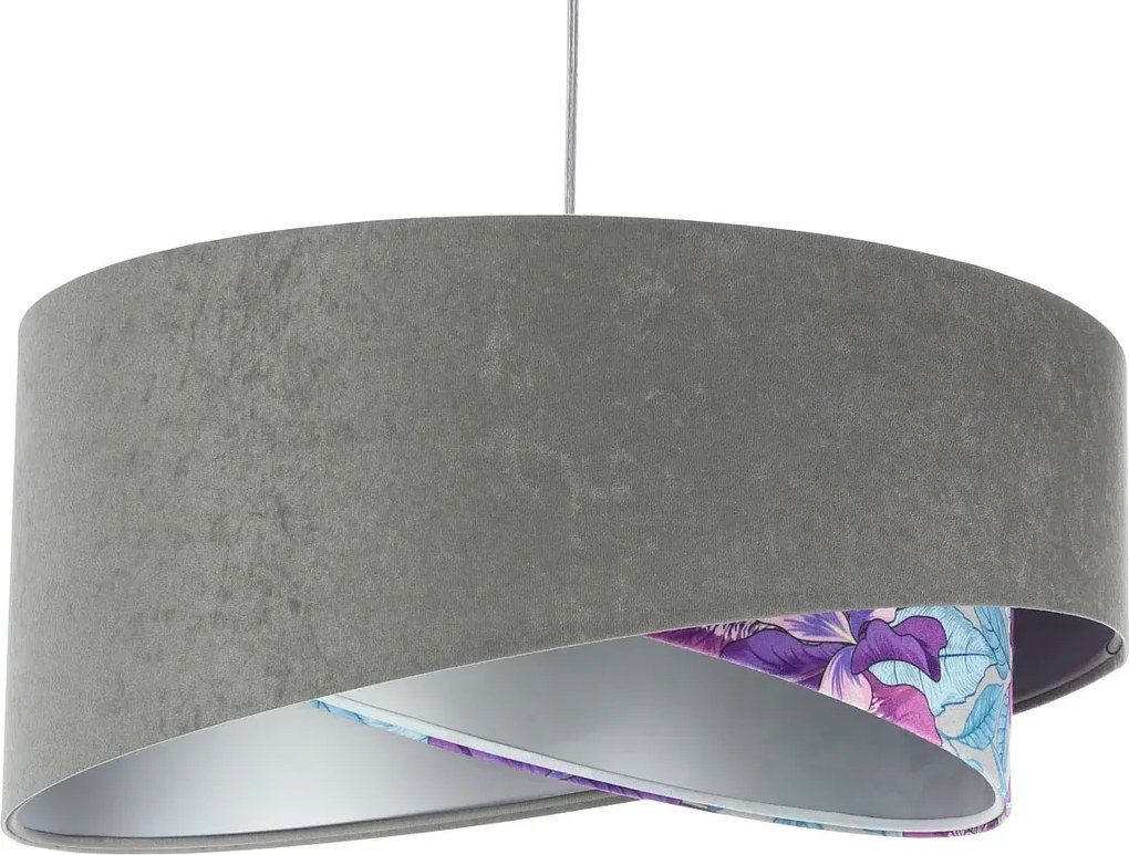 Szaro fioletowa lampa wisząca z weluru L7-S12