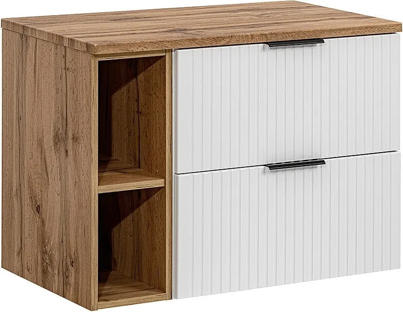 Szafka pod umywalkę nablatową ADEL WHITE 82 60cm biała - zestaw 80cm z regałem i blatem