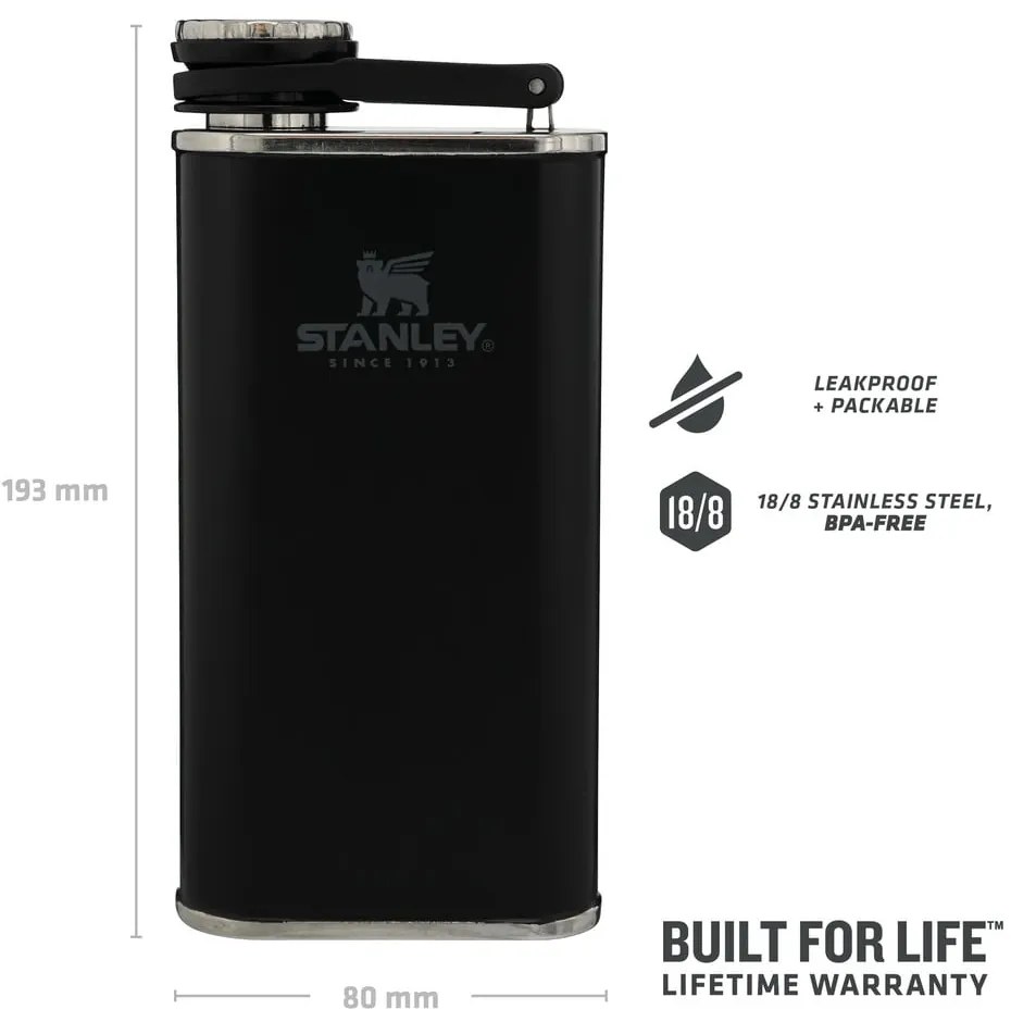 Czarna piersiówka ze stali nierdzewnej 230 ml Easy-Fill width mouth Flash – Stanley