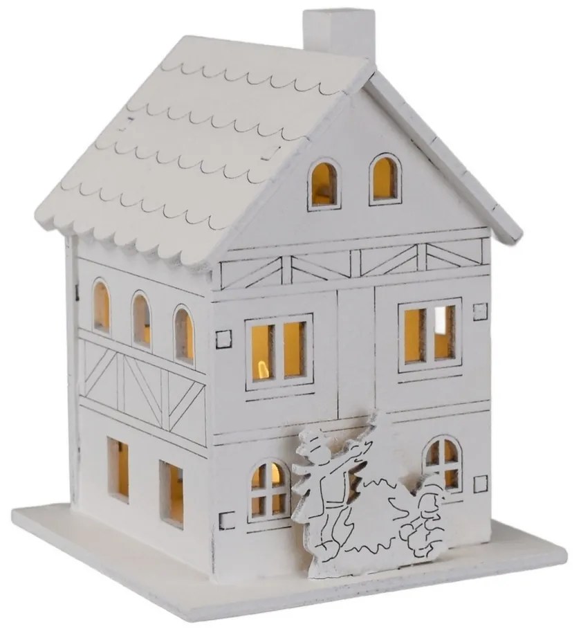 Świąteczna dekoracja świetlna Drewniany domek, 8 x10 x 8 cm, LED