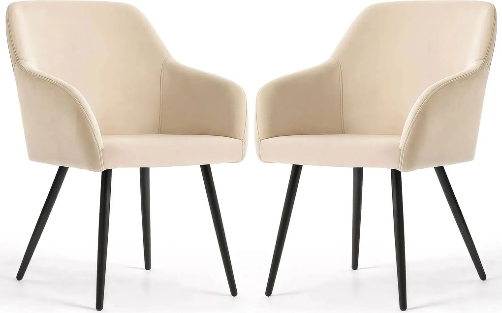 Zestaw 2 beżowych krzeseł welurowych W7-Z41