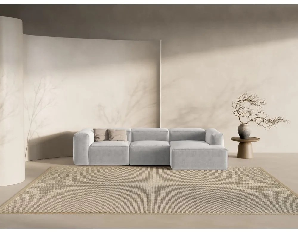 Jasnoszary narożnik (prawostronny/z szezlongiem) Bergamo – Cosmopolitan Design