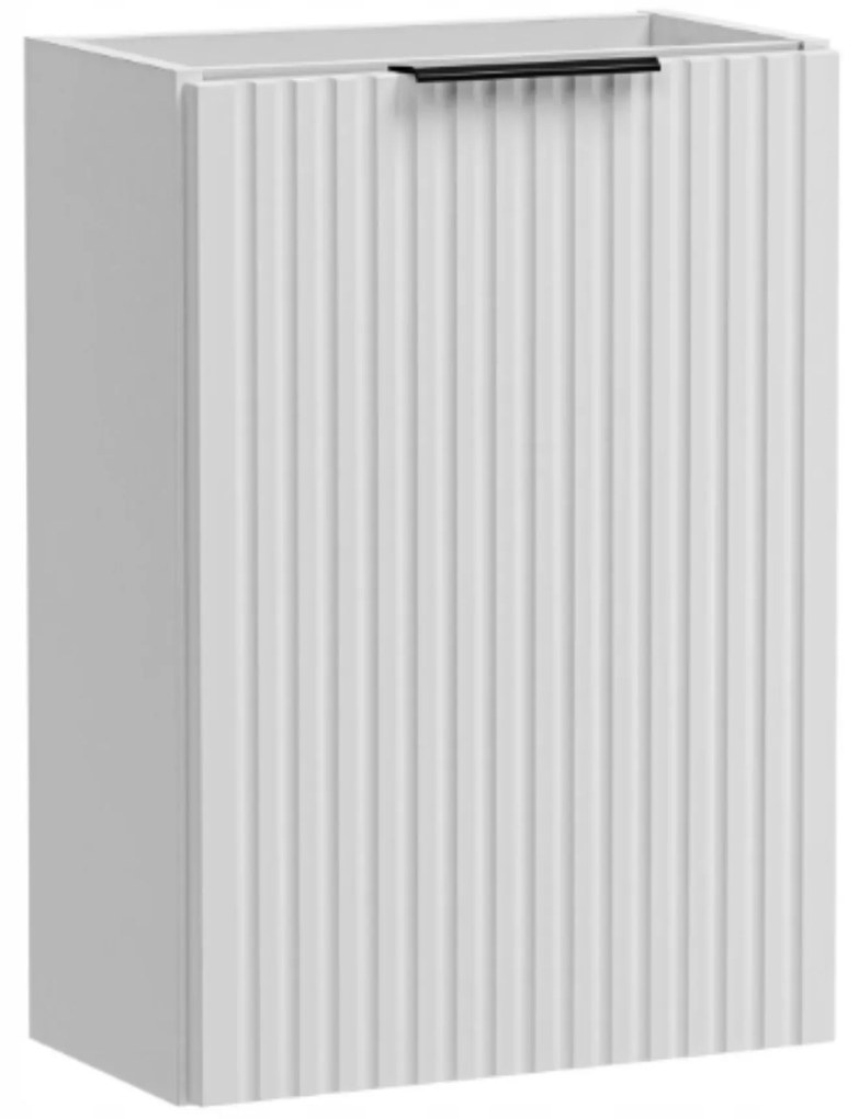 Szafka wisząca biała ryflowane fronty z białą umywalką 40 x 22 cm ASTROS White