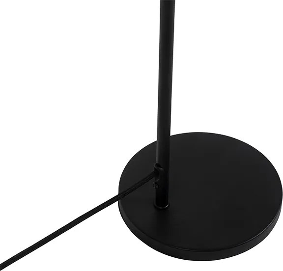 Nowoczesna lampa stołowa czarna z kloszem w kolorze dymu - Maly