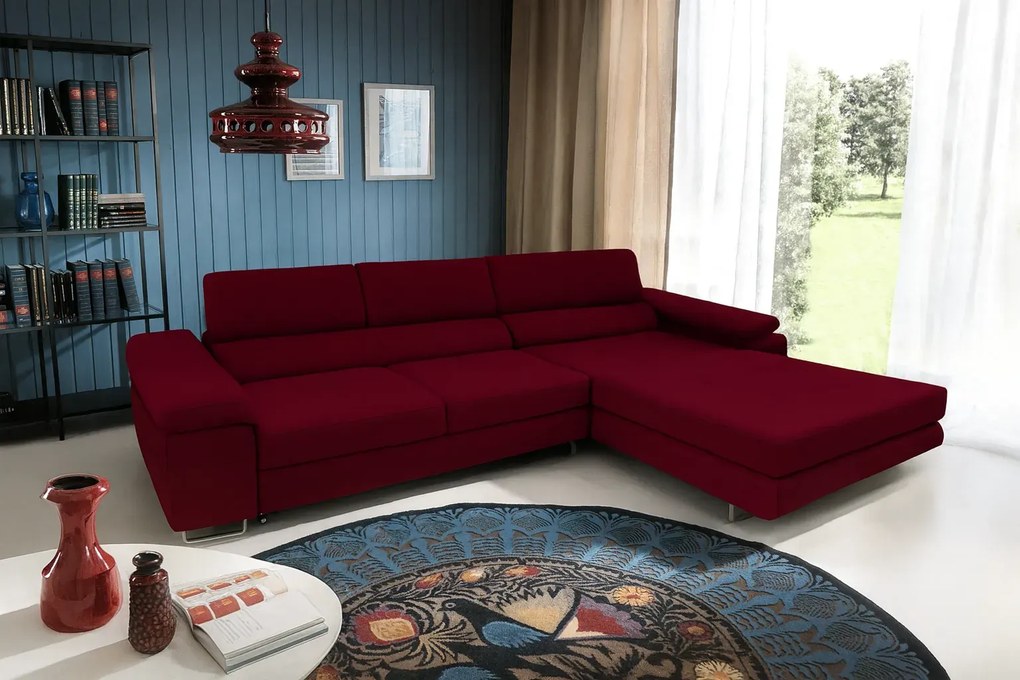 Czerwony narożnik rozkładany z pojemnikiem G9-L02