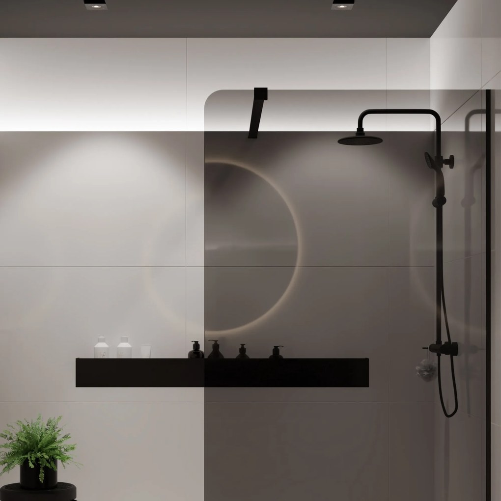 Ścianka prysznicowa WALK IN FIX grafitowa 8 mm MOLIS Grafit Round MASSI I Różne rozmiary : Kolor profili kabiny - złoty szczotkowany, Szerokość ścianki - 80 cm, Typ montażu - WALK in FIX (Do ściany)