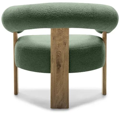 Ciemnozielony designerski fotel KOKEI, dąb