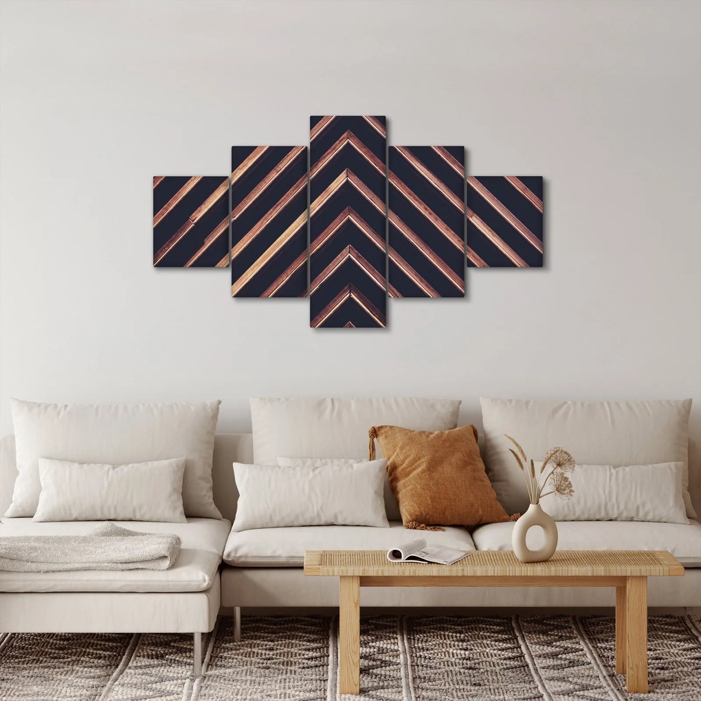 Obraz drewnianego motywu na czarnym tle (125x70 cm)