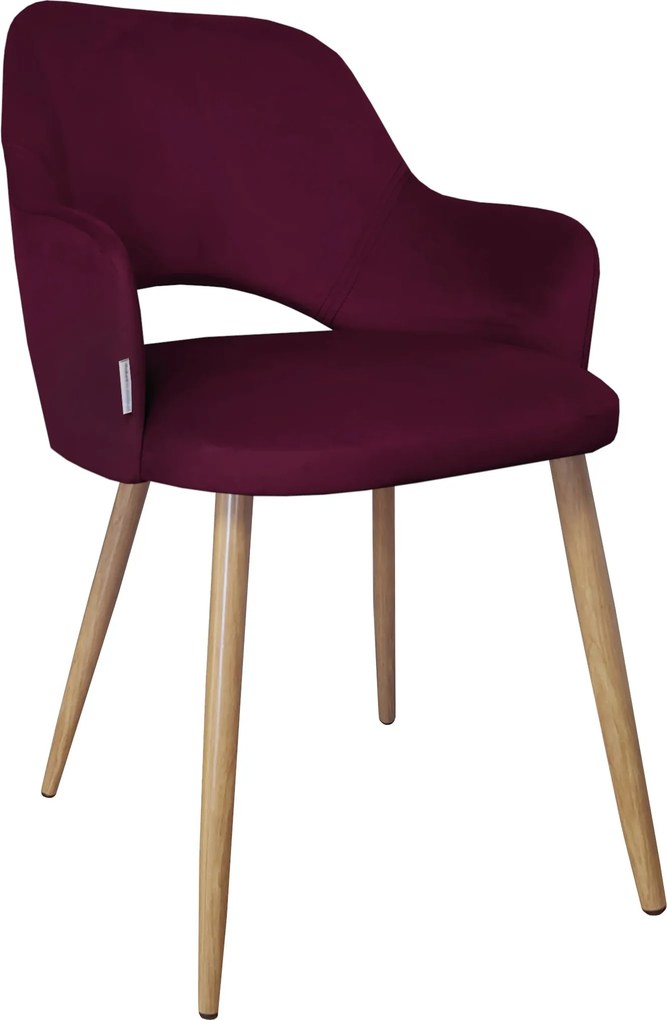 Krzesło Milano tkanina Welur noga metalowa elegancki komfort wnętrza : Kolor nogi - Dąb stożek, Kolor tkaniny - VELVET - MG02, Typ siedziska - Siedzisko stałe