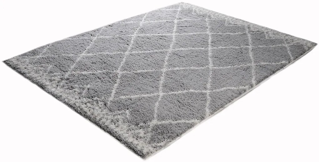 Dywan shaggy Nano Light Mikrofibra Romby szary 120 cm x 160 cm