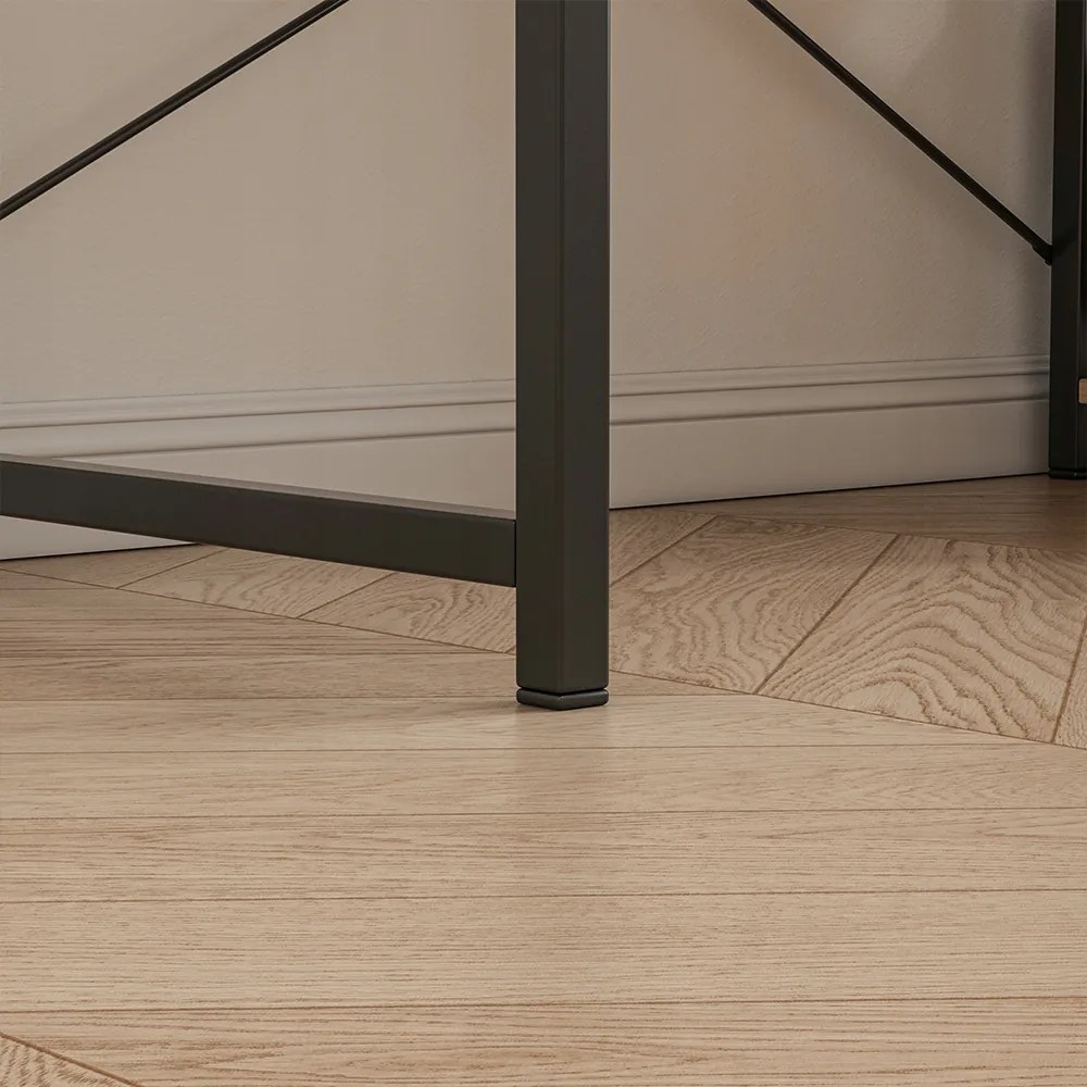 Biurko 2 w 1 z regałem - 119,5x48x120 cm - Kompaktowy design, jasny brąz, styl industrialny