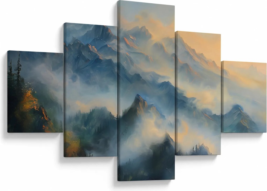 Obraz - Malowany górski krajobraz (125x70 cm)