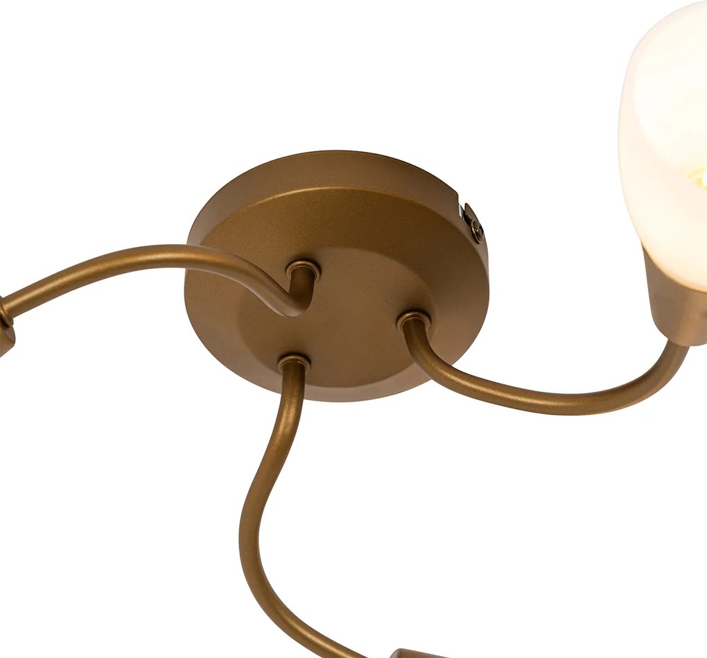 Klasyczny plafon złoty z matowym szkłem okrągły 3 światła - Madi