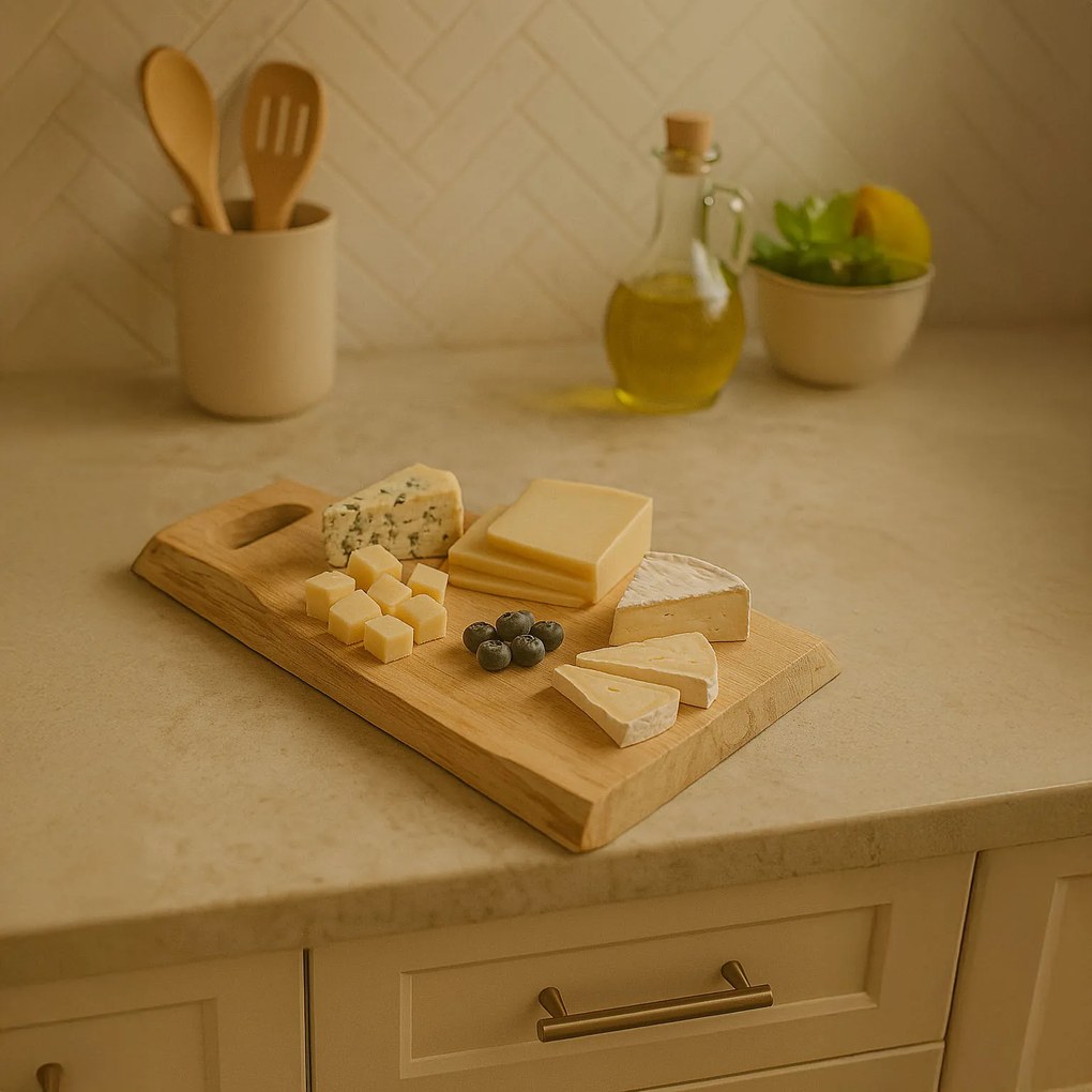 Taca dekoracyjna z drewna tekowego, 42x26x3 cm, deska do krojenia, 2w1