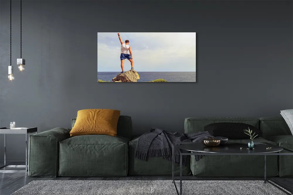 Obraz drukowany na płótnie Człowiek nad Morzem