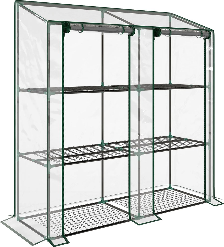 Outsunny mini-szklarnia, 3 poziomy, 6 półek drucianych, 2 otwory, folia plastikowa, Przezroczysty | Aosom PL