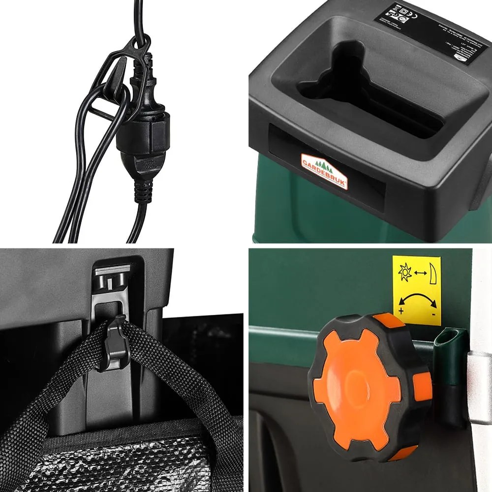 Rozdrabniacz do gałęzi DIOX+2x worek 60l, 3100W czarny/zielony Gardebruk
