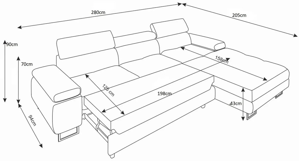 Czerwony narożnik rozkładany z pojemnikiem G9-L02