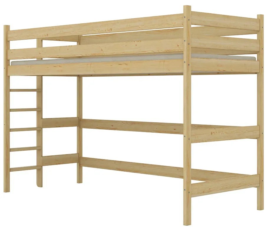 Drewniane sosnowe łóżko dziecięce na atresoli - 5 rozmiarów F3-T68