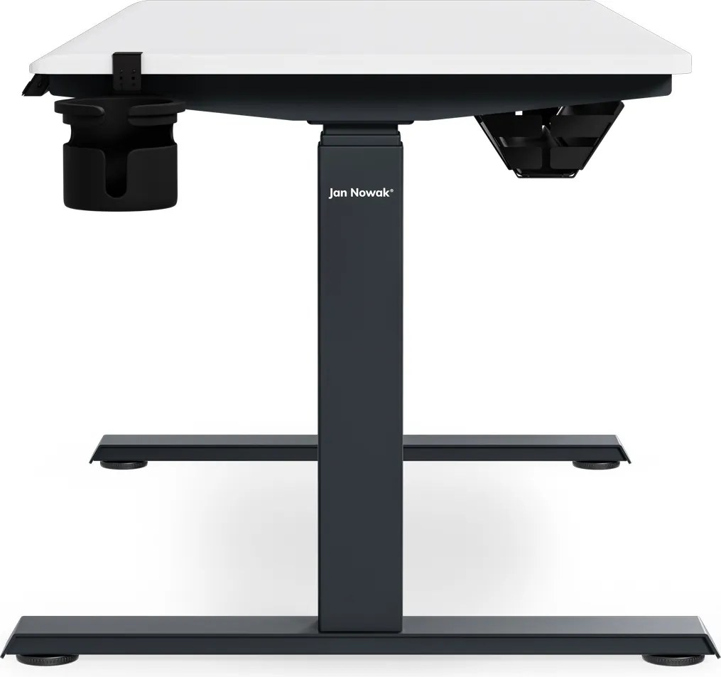 Biurko elektryczne z regulacją wysokości ergonomiczne antracytowo-białe, 1200x600 mm: ARIA