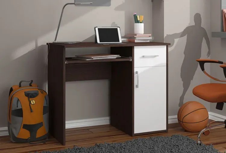 Biurko z szufladą wenge + biały L4-S47