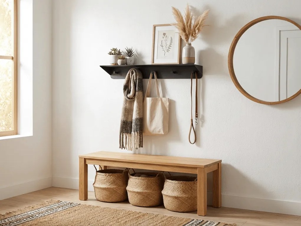 Metalowy wieszak ścienny KENAN 80 cm, czarny