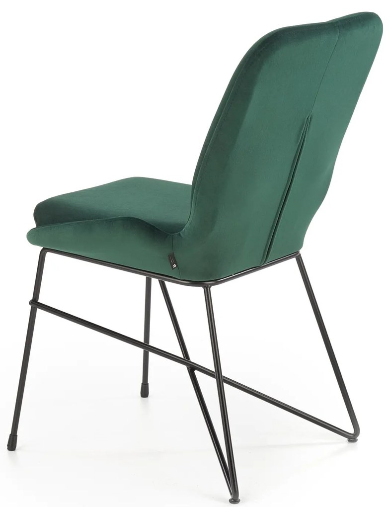 Krzesło ciemny zielony tapicerowane velvet metalowe nowoczesne loft K454