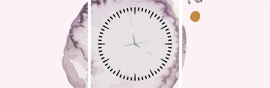 Obraz - Fioletowy minimalizm N⁰4 (z zegarem) (90x30 cm)