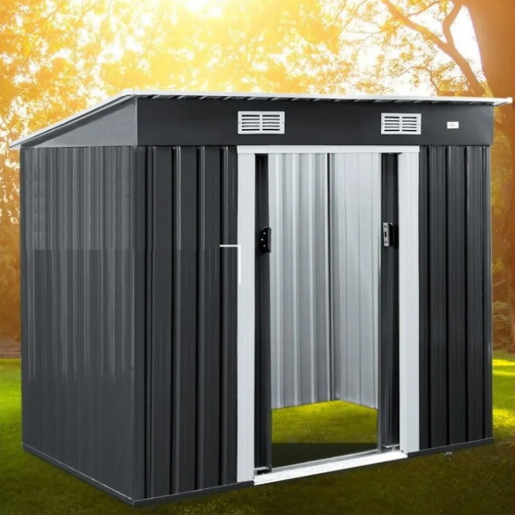 Domek narzędziowy L do ogrodu antracytowy Jurhan