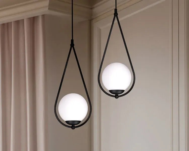 Czarna podwójna lampa wisząca nad stół - S053-Maestor